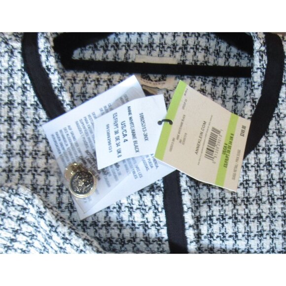 Anne Klein Women's Tweed Collarless Long Black/White Jacket / Size 4 / NWT - Picture 7 of 8